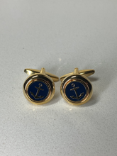 Load image into Gallery viewer, Gold and Blue Anchor Cufflinks
