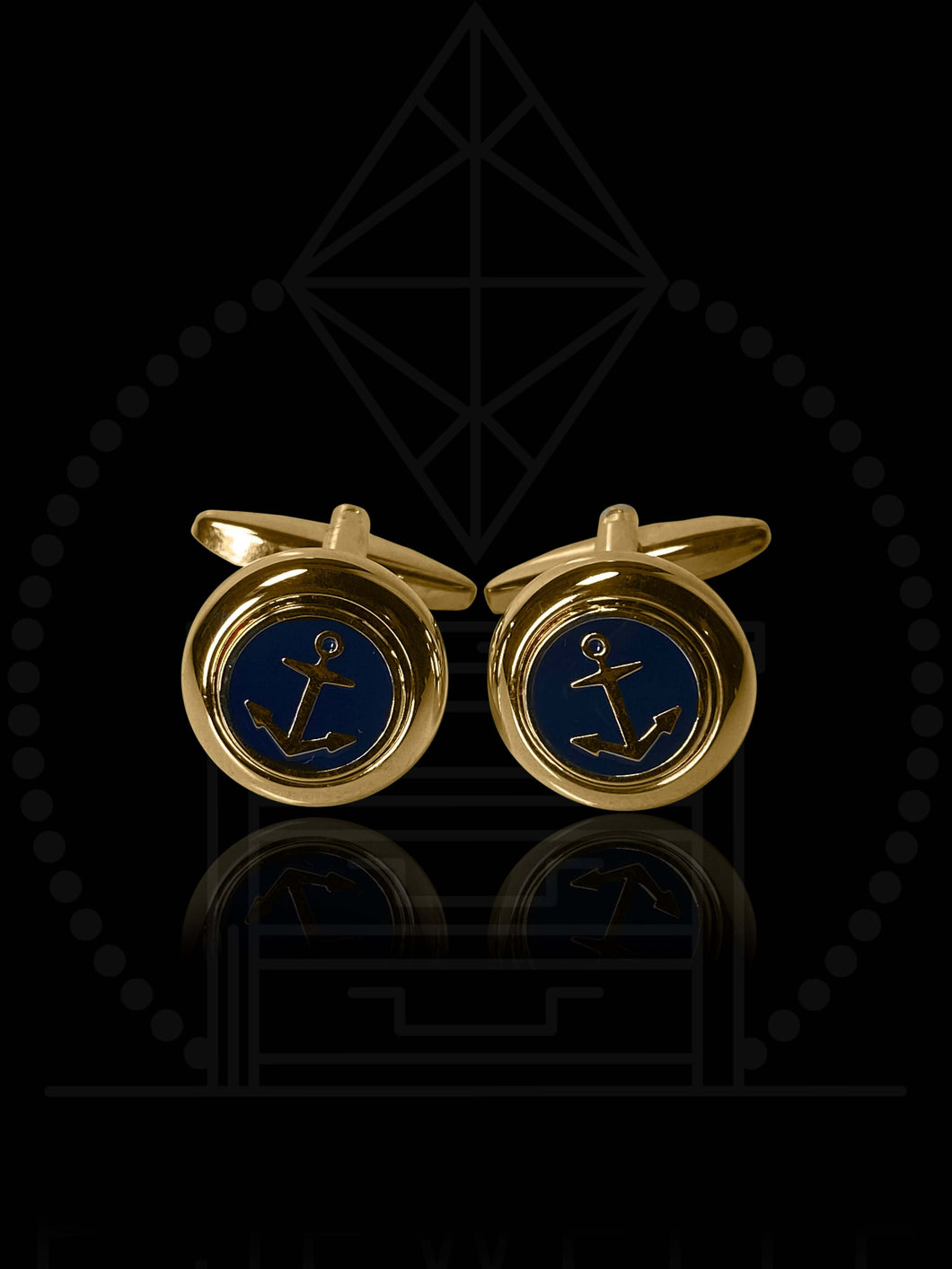 Gold and Blue Anchor Cufflinks